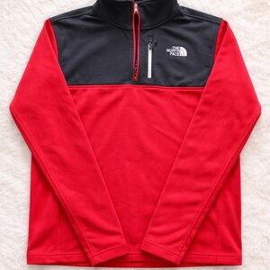 The North Face Quarter Zip Pullover Mens Small Red Black Fleece Jacket Outdoor